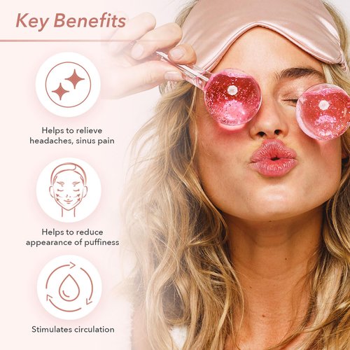 Zoe Ayla Ice Globes, 2 pcs - Face Ice Roller for Relaxing and Reducing Fine Lines - Tightening and Depuffing Skin - Ideal for Tired Eyes - Travel Sized Facial Massager with Cute Sparkles