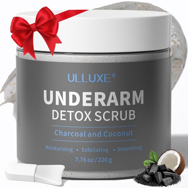 Underarm Detox Scrub with Charcoal & Coconut, Exfoliating Body Scrub for Armpit Odors Removing, Cleansing, Moisturizing, Dark Armpit Remover, Vegan & Cruelty-Free, Armpit Scrub for Women & Men, 7.7 oz