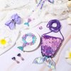 MTLEE 6 Pieces Mermaid Necklace Bracelet Set, Mermaid for Girls Including Fake Pearl Necklace Bracelet Purse Ring Bow Hair Clip Earrings Ring Pretend Play Christmas Mermaid Party Decorations