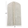 Household Essentials 311393 Hanging Garment Bag | Suit and Jacket Protector | Natural Cotton Canvas with Clear Vinyl Cover, Off-White
