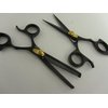 5.5" Professional Barber Razor Edge Titanium Coated Hair Cutting and Texturizing Shears Scissors Black Set+case