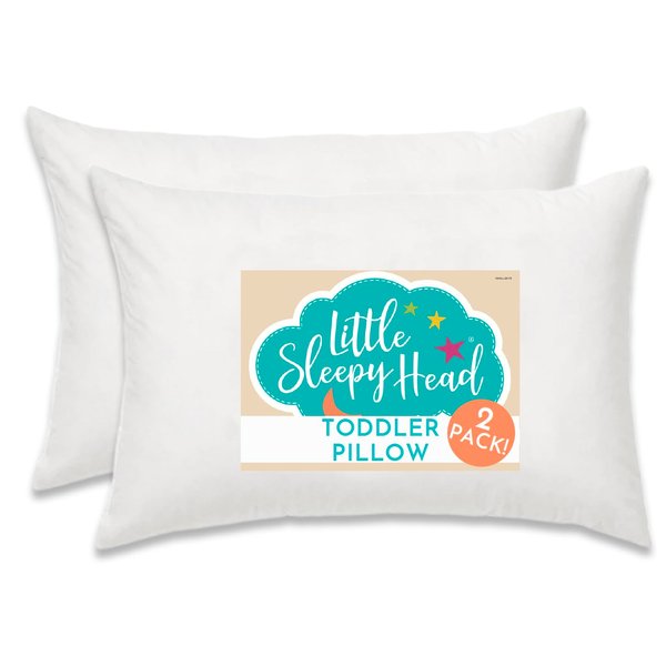 Little Sleepy Head Toddler Pillow 13 x 18, Hypoallergenic Ergonomic Pillow for Sleeping, Kids Pillow Designed for Toddler Pillow 2 Year Old, Nursery Pillow, Soft Neck Support Mini Pillow (2-Pack)