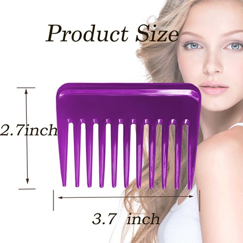 Mini Wide Tooth Comb,Small Travel Purse Comb Hair Detangling Comb Beard Comb Pocket Comb for Curly Wet Dry Hair,Detangler Comb Styling Comb for Men Women Handmade of Cellulose (Purple)