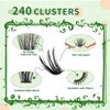 DIY Individual Lashes Clusters Kit,240pcs Lash Clusters Eyelash Extension Kit with Cluster Lash Glue and Lash Tweezer D Curl Lash Extension Kit False Eyelash Cluster Kit At Home(30D40D, 0.07D, 9-15mm)