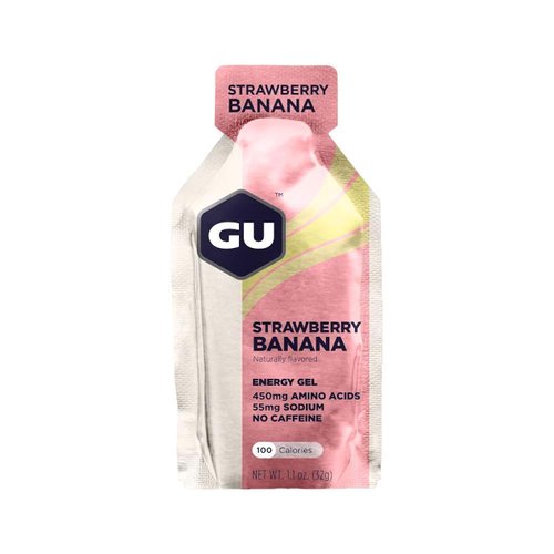 GU Energy Original Sports Nutrition Energy Gel, Vegan, Gluten-Free, Kosher, and Dairy-Free On-the-Go Energy for Any Workout, 24-Count, Strawberry Banana