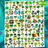 101 PCS Palm Tree Leaves Temporary Tattoos Birthday Party Decorations Supplies Favors Luau Hawaiian Themed Tropical Summer Palm Coconut Tree Beach Pool Decor Stickers Gift School Prizes Rewards