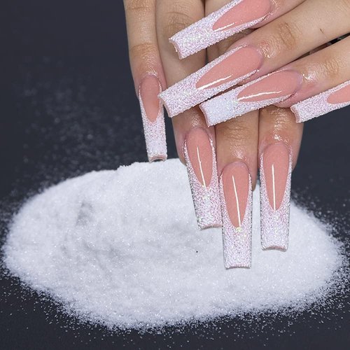 4Jars Pearl Shiny Silver Nail Glitter Powder White Color Chrome Glitter Pigment Dust Iridescent Nail Gel Polishes Decoration Diamond Aurora Glitter Mermaid Chrome Nails Manicure DIY