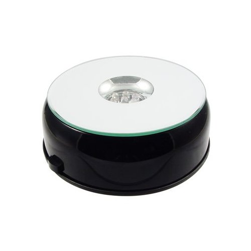 White Light Rotating Base - Contains 7 Lights - Rotates When Using the AC Adapter - Can Use Batteries but Will Not Rotate - Batteries Are Not Included