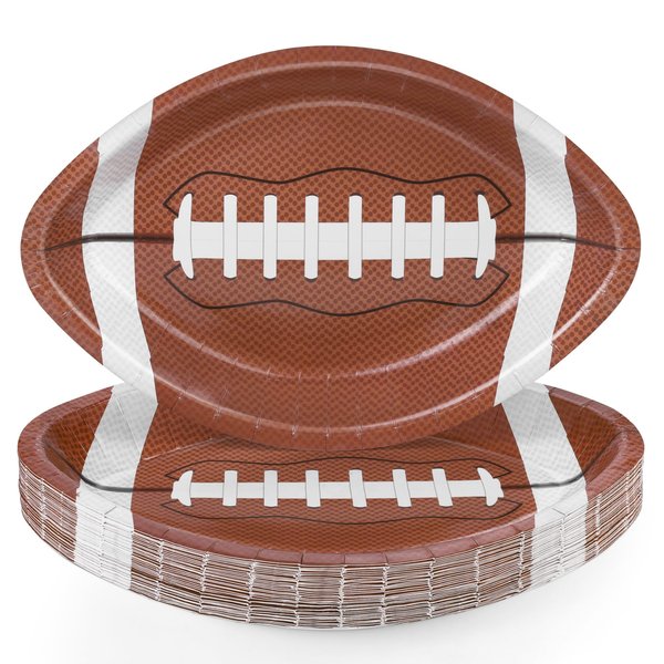 TURSTIN 25 Pieces Football Themed Disposable Paper Plates Football Party Supplies Food Serving Tray for Football Birthday Party Decorations Sports Game Day Serveware, 11.6 x 7.8 Inches