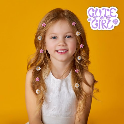 BBTO 24 Pcs Mini Flower Hair Clip for Girls Women Lily Daisy Flower Small Hair Pin Wedding Bridesmaid Bridal Clips Elegant Hair Accessory for Party Daily (White, Yellow, Pink)