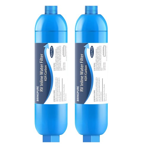 RV Inline Water Filter, NSF 42/372 Certified, Reduce Chlorine, Odor, Taste, Rust and Fluoride in Drinking Water, Dedicated for RVs and Marines, Pack of 2