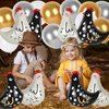 JarThenaAMCS 30Pcs Walking Chicken Balloons White Black Animal Foil Balloons Funny Farm Hen Balloon Kit for Pet Farmhouse Party Decor Backdrop Supplies