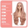 Lady Miranda 26 Inch 13×3 Ash Pink Synthetic Lace Front Wig HD Lace Front Wigs 180% Density Synthetic Lace Front Wigs Pre Plucked Natural Lace Front Wigs Synthetic Hair For Women (26 Inch, Ash Pink)