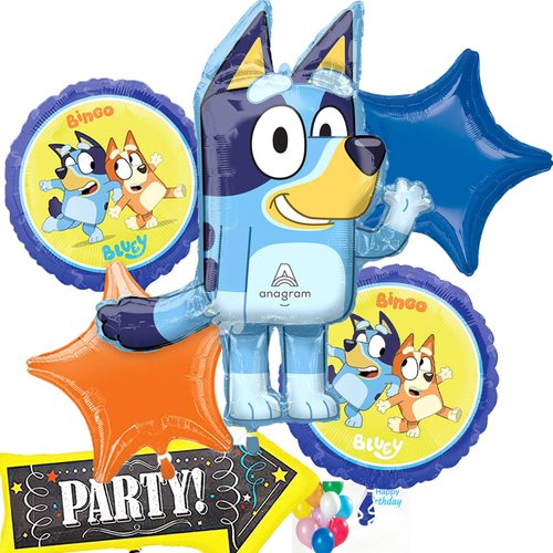 Anagram Bluey's, Birthday Party Supplies Balloon Bouquet Decorations, Multicolored, Party Accessory Officially Licensed 7pcs, Various