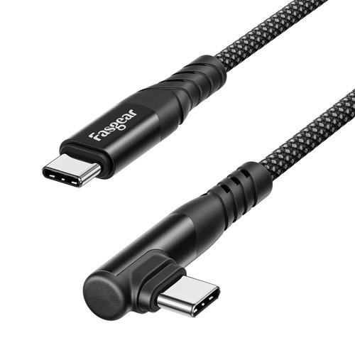 Fasgear 240W USB C to USB C Cable 1 Pack 6ft PD 3.1 USB 2.0 Type C Cord 5A Fast Charging 90 Degree Braided Charger Compatible with Mac-Book Pro/Air,i-Pad Air 5,Sam-Sung Note 20,USB-C Charger