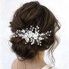 CASOLVX Bride Hair Comb Hair Clips Flower Leaf Headpiece Pearl Wedding Hair Accessories for Brides Bridesmaids Women