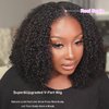 Domiso New Super V Part Human Hair Wig 200% Density Afro Kinky Curly V Part Wig Pre-Minimum Leave Out Glueless Wigs Beginner Friendly with Anti Slip Elastic Band and Removable Clips Curly Wig 16 Inch