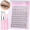Geeneiya Clear Band Lash Clusters Kit with White Glue Natural Eyelash Clusters Kit 8-16MM Wispy Lash Extension Kit D Curl Individual Eyelash Extensions with Invisible Lash Bond and Seal for Beginners