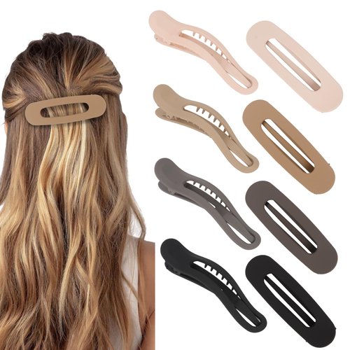Amariver 8pcs Flat Hair Clips French Claw Clips Hair Barrettes for Thick Thin Hair Matte Non-slip Hair Clips for Women Girls Alligator Clips 2Styles French Concord Flat Hair Clips Accessories