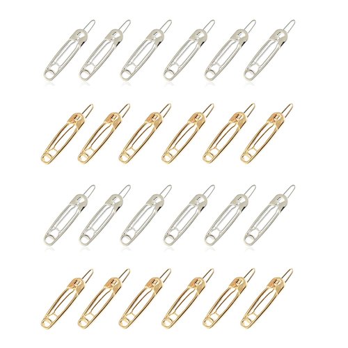 Doromy 24Packs Alloy Safety Pin Shape Hairpins Gothic Hair Accessories Golden Silver Hair Clips Y...