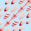 Christmas Press On Nails Medium Almond Fake Nails French Tip Christmas Nails Press Ons With Snowflake Stripe Designs Full Cover False Nails Acrylic Glue On Nails Stick On Nails For Women