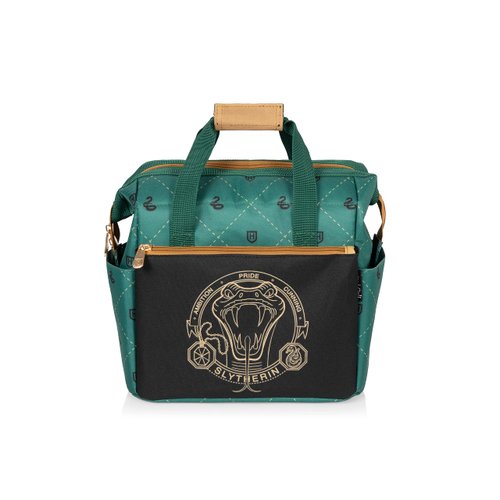 PICNIC TIME Harry Potter Slytherin On The Go Lunch Cooler, Soft Cooler Lunch Box, Insulated Lunch Bag, (Black with Green Accents), 10 x 6 x 10.5