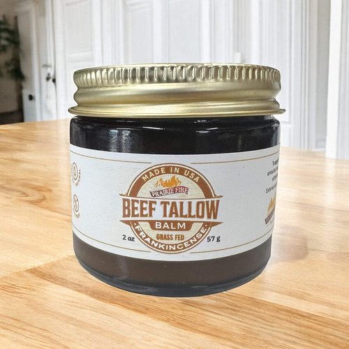 Beef Tallow Balm - 2 oz - Organic Grass Fed and Finished Tallow- Made in USA - Moisturizing Skin Care Frankincense