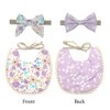 Esumun Baby Girls Reversible Floral Print Bibs Saliva Towel Set, Flounce Edged Burp Cloth and Bow Headband for Newborn Infant Toddlers(SET B)