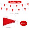 Rotenl 100 Feet 60 Pcs Red and White Pennant Banner Flags String Hanging Triangle DIY Flags, Bunting Streamers Decorations for Grand Opening, Birthday, Wedding, Party Celebration (Red and White)