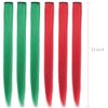 Christmas Colored Hair Extensions 21 inch Red Green Long Straight Hairpieces Clip in Synthetic for Kids Girls Women Christmas Party Supplies（6 pcs）