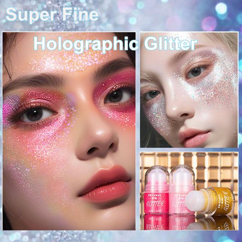 Body Glitter Roll on Festival Glitter Gel Makeup for Hair Face and Body Color Changing Glitter Gel Rave Party Makeup 25ml Sliver