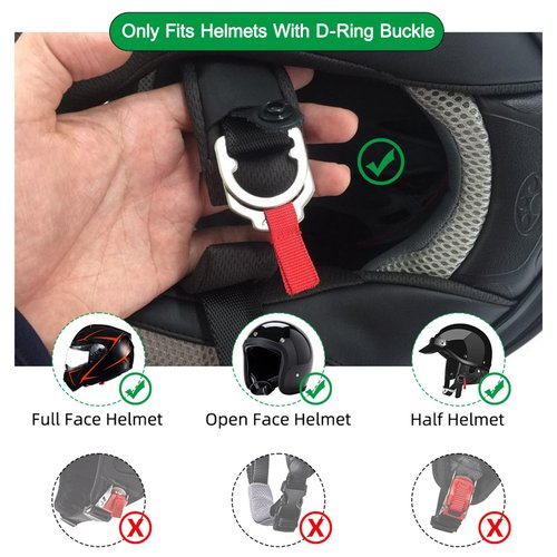 URLWALL Helmet Quick Release Buckle Replacement Kit, All Stainless Steel Ratcheted Helmets for Chin Strap Up to 1", Motorcycle Helmets Accessories, Compatible with Half, 3/4, Full Face Helmet (Red)