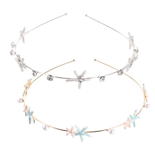 Beaupretty Car Key Holder 2pcs Pearl Headband Rhinestone Pearl Hair Hoops Nautical Bride Wedding Hair Vine Tiara Beach Headpiece for Women Girl Womens Headbands