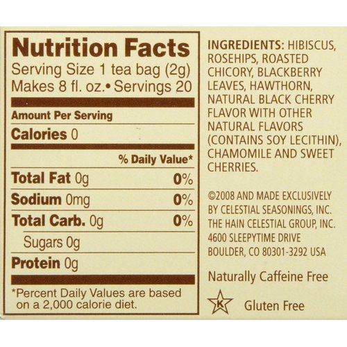 Celestial Seasonings Black Cherry Berry Tea Bags - 20 ct - 6 pk