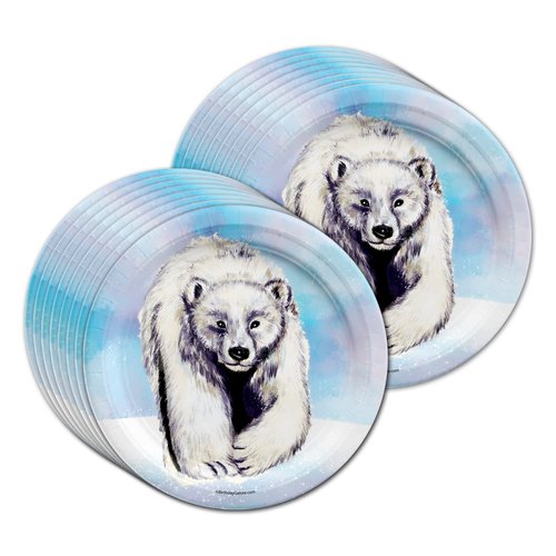 Polar Bear Birthday Party Supplies Set - Bear Party Supplies - Winter Celebrations Plates, Napkins , and Cups - Tableware Kit for 16