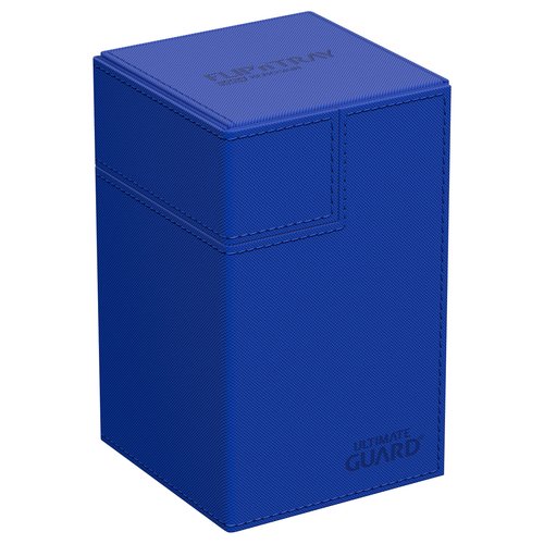 Ultimate Guard Flip 'n' Tray 100+, Deck Case for 100 Double-Sleeved TCG Cards + Dice Tray, Blue, Independent Magnetic Closure & Microfiber Lining