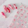 Flower Nail Art Stickers Decals Pink White 5D Embossed Nail Decals Spring Nail Stickers for Nail Art Blue White Flowers Self-Adhesive Nail Art Supplies for Women