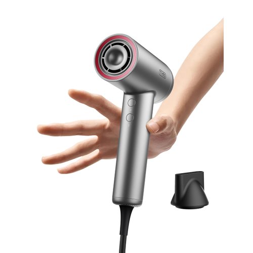 TYMO Ionic Hair Dryer, Professional Hair Blow Dryer with 110000 RPM Brushless Motor for Fast Drying, Lightweight Compact Hairdryer with Nozzle, Low Noise, 4 Temps & 3 Speeds for Women Man, Silver