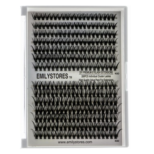 EMILYSTORES Lashes Extension Kit DIY 280pcs Lash Clusters Eyelash Extension Kit, 10-16mm Mix Sizes 50D 60D D Curl Individual Lashes Kit for DIY Eyelashes (50D+60D)