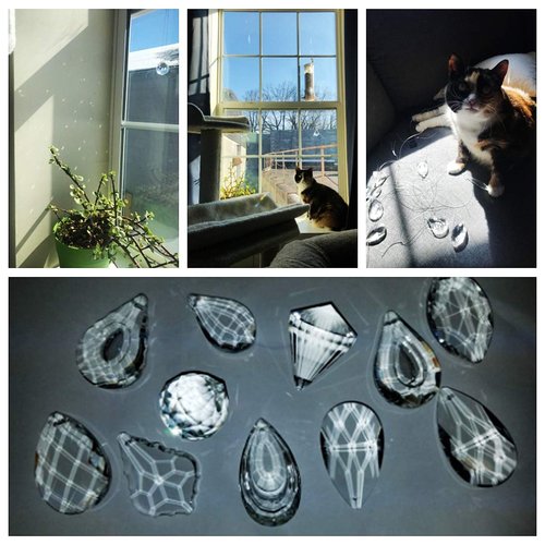 H&D Pack of 12 Clear Crystal Chandelier Lamp Lighting Drops Pendants Balls Prisms Hanging Glass Prisms Parts Suncatcher Home/House Decor