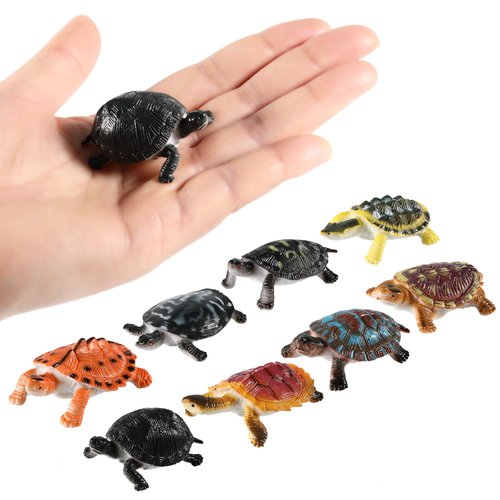 Bememo 16 Pcs Plastic Turtles Party Decorations Small Sea Turtles Toys Mini Realistic Plastic Ocean Animals Figures Bath Fake Tortoises Educational Toy for Birthday Party Gifts