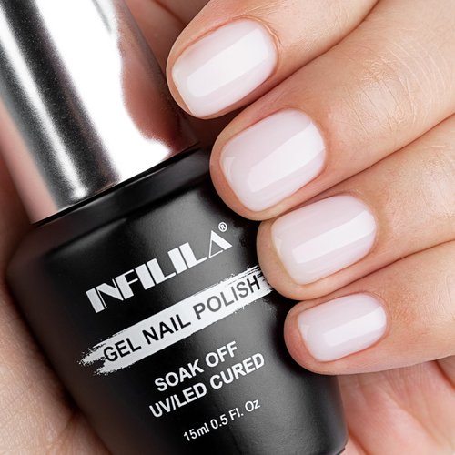 NXJ INFILILA Milky White Gel Polish, Sheer Gel Nail Polish, 15ML Translucent Milky White Nude Gel...
