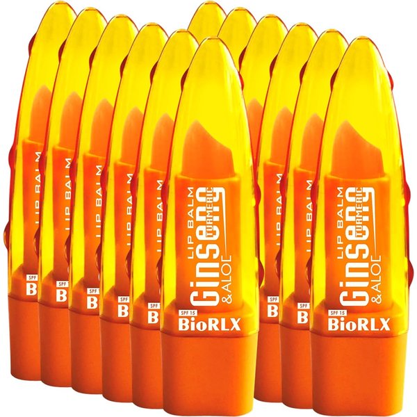 BioRLX Aloe Vera, Ginseng, Turmeric Lip Balm (Twelve Lip Balms)