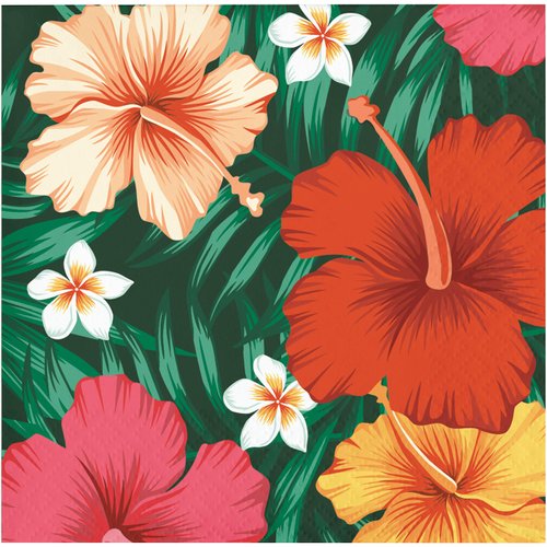 Creative Converting Tropical Flowers Beverage Napkins, 5", Multi-color