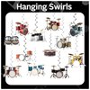 24 PCS Drum Hanging Swirl Decorations Drum Ceiling Streamers Hanging Decorations Drum Party Decorations for Drum Birthday Party Supplies Drummers Birthday Party