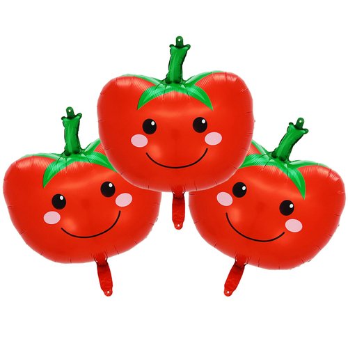 HADCKJA Tomato Balloons Vegetable Birthday Decorations Balloons Smile Tomato Balloon for Vegetables Themed Birthday Party Supplies Decoration Summer Shower Party Themed Decorations Balloons Sets-3pcs