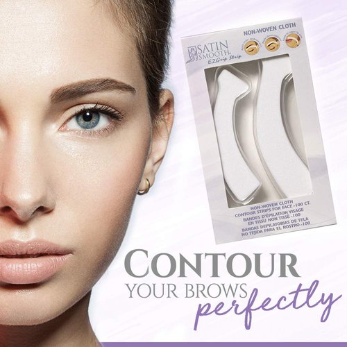 Satin Smooth EZ Grip Non-Woven Contour Facial Waxing Strips | Ideal Face Hair Removal Strips for Eyebrows, Hairline & Upper lip |100 ct x 2 packs