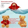 AUCOOMA Teddy Bear Stuffed Animal Cute Red Hoodie Bear Plush Toys Gifts for Kids 11.8 Inches