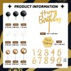 48Pcs Balls Cake Toppers Man Cake Decorations with Black Gold White Balls Acrylic Numbers 0-9 and Happy Birthday Cake Insert Toppers for Men Boy Black Theme Birthday Wedding Anniversary Party Supplies