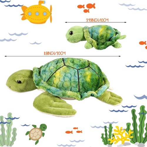 Aoriher 5 Pieces Plush Turtle Set 12 Inch Stuffed Sea Turtle Mom with 4 Little Plush Turtles Soft Plush Stuffed Animal Toys Tortoise Hugging for Birthday Party Favors Easter, Christmas (Cute Style)